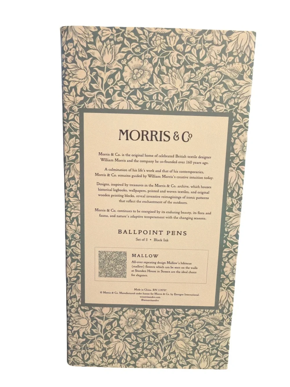 Morris & Co NWT Bird & Anemone Floral Journal  & Mallow 3 Piece Pen Set